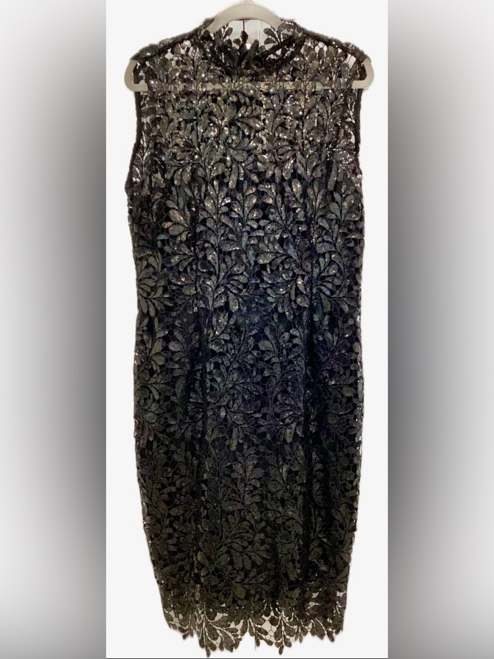 Paper Dolls London Black Sequin Lace Mock Neck Sheath Dress - US Size 14